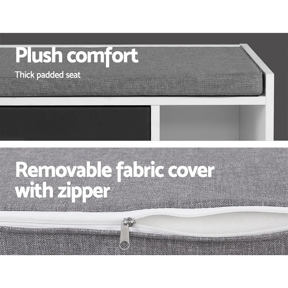 Shoe Storage Bench – White, Grey & Black - Image 6