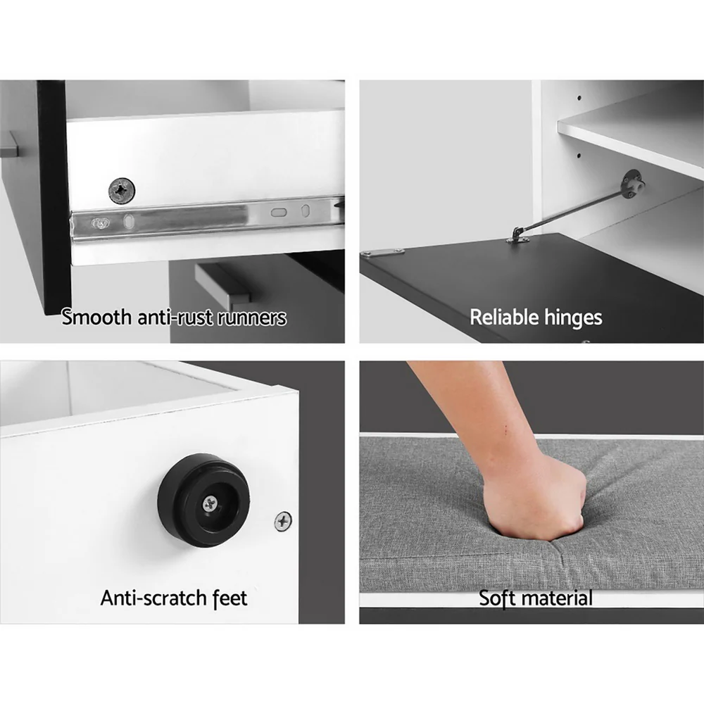 Shoe Storage Bench – White, Grey & Black - Image 7