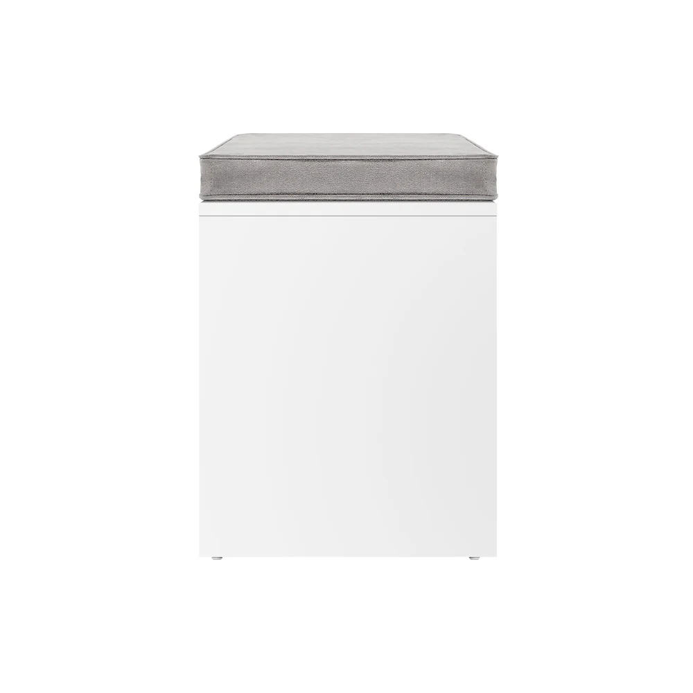Shoe Storage Bench – White with Grey Linen Cushion - Image 4