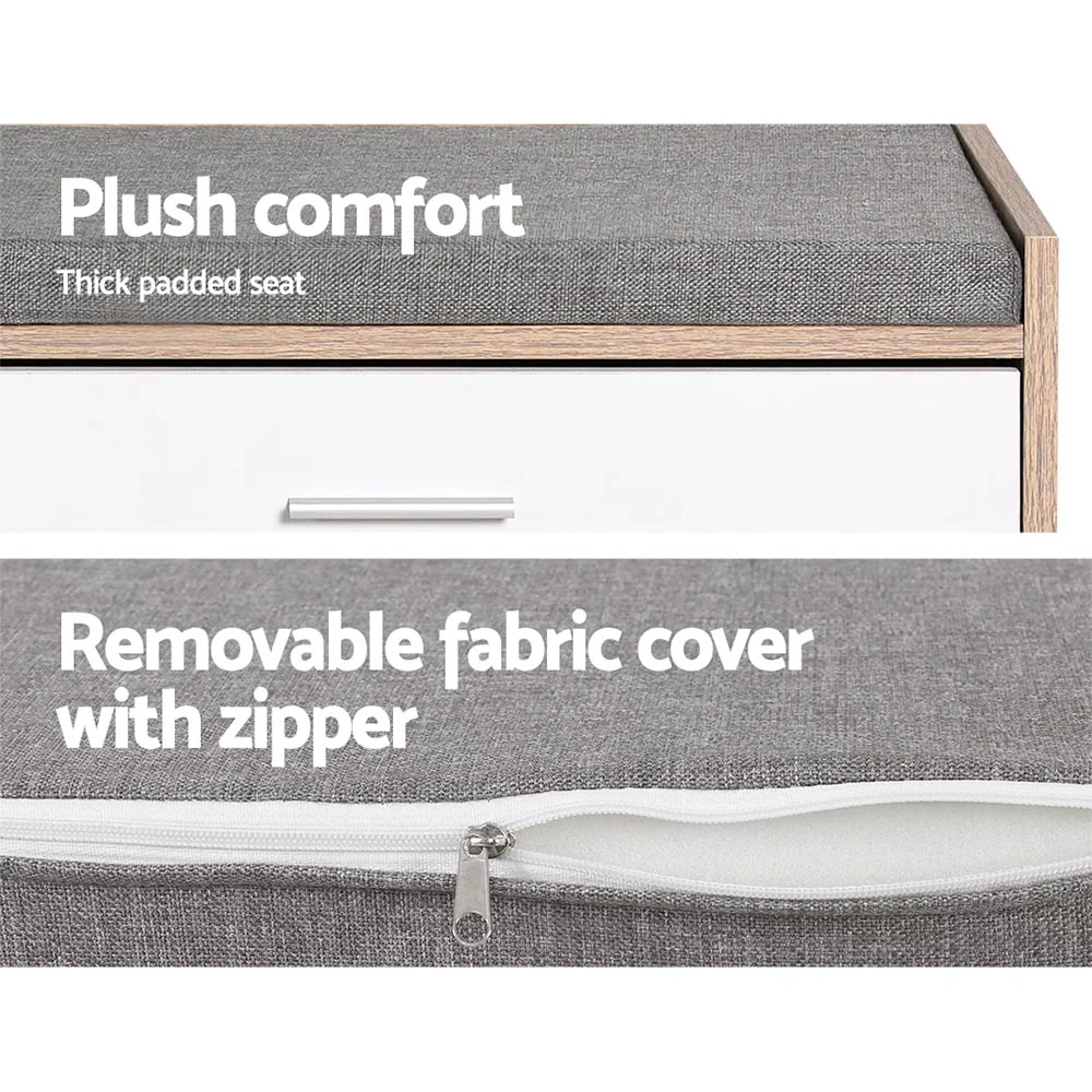 Shoe Storage Bench – White & Wood Finish - Image 5
