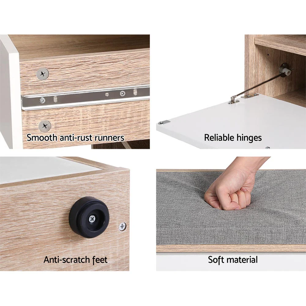 Shoe Storage Bench – White & Wood Finish - Image 6