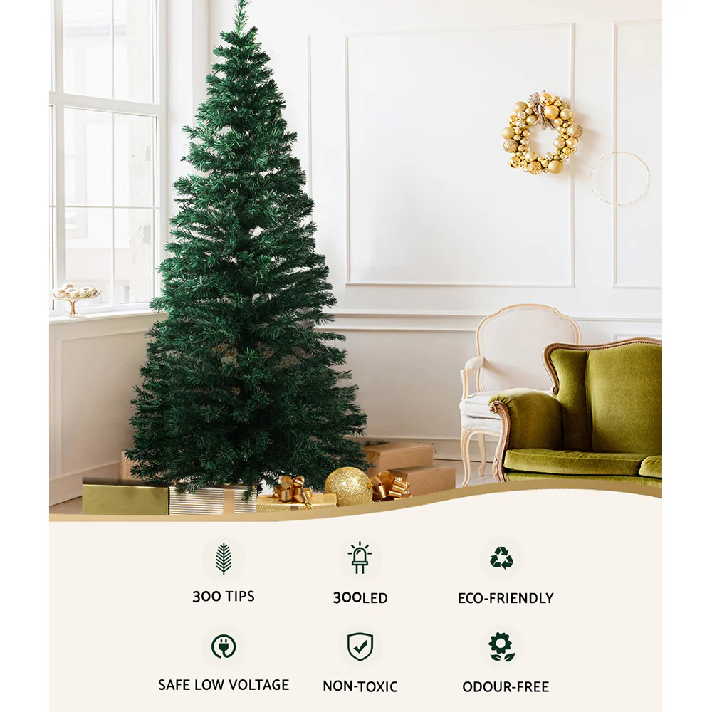6FT / 1.8M Fibre Optic Christmas Tree – 300 Tips – Pre-lit Multi-Colour Fibre Optic Lights - Image 5