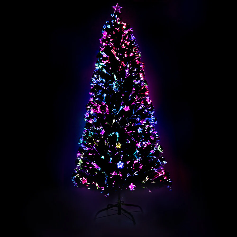6FT / 1.8M Fibre Optic Christmas Tree – 250 Tips – Pre-lit Multi-Colour LED Lights with Star Topper & 38 Fibre Optic Stars - Image 3