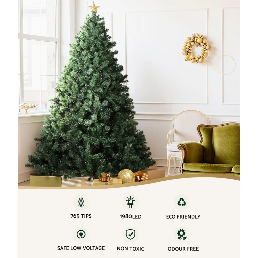 6FT / 1.8M Christmas Tree – 765 Tips – Pre-lit 1980 Warm White LED Lights - Image 5