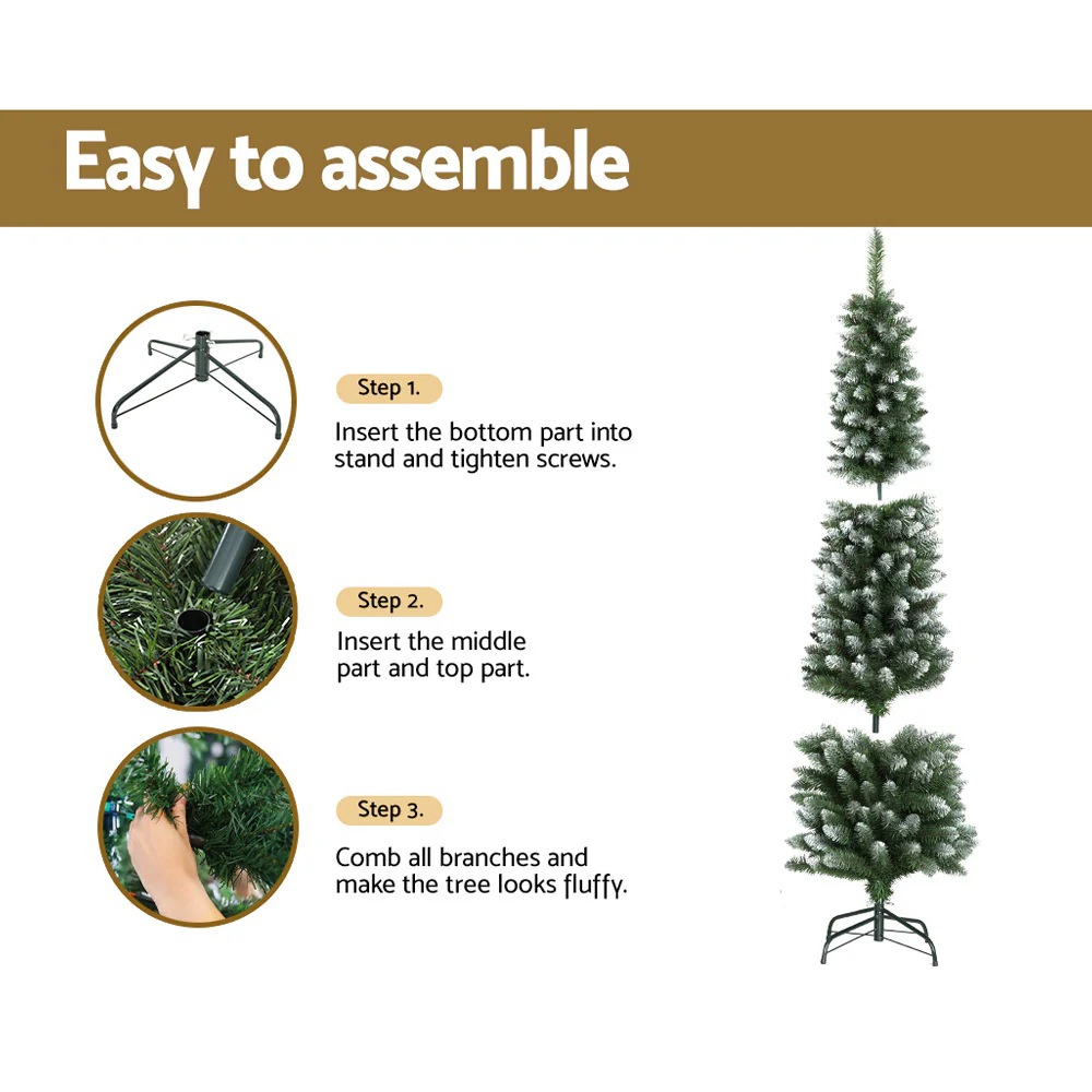 6FT / 1.8M Slim Snow Tipped Christmas Tree – 300 Tips - Image 7