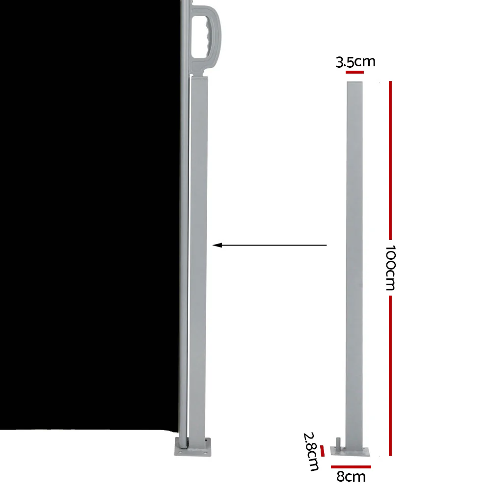 Side Awning Outdoor Blinds Sun Shade Retractable Screen 2X6M BK - Image 3