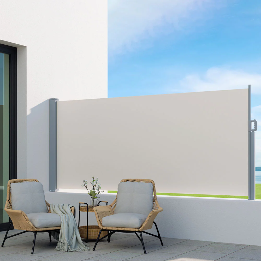 Side Awning Sun Shade Outdoor Blinds Retractable Screen 1.4X3M Cream - Image 6