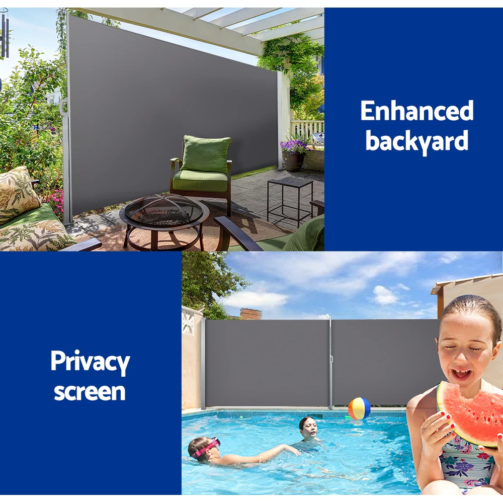 Side Awning Sun Shade Outdoor Blinds Retractable Screen 1.4X3M GR - Image 4