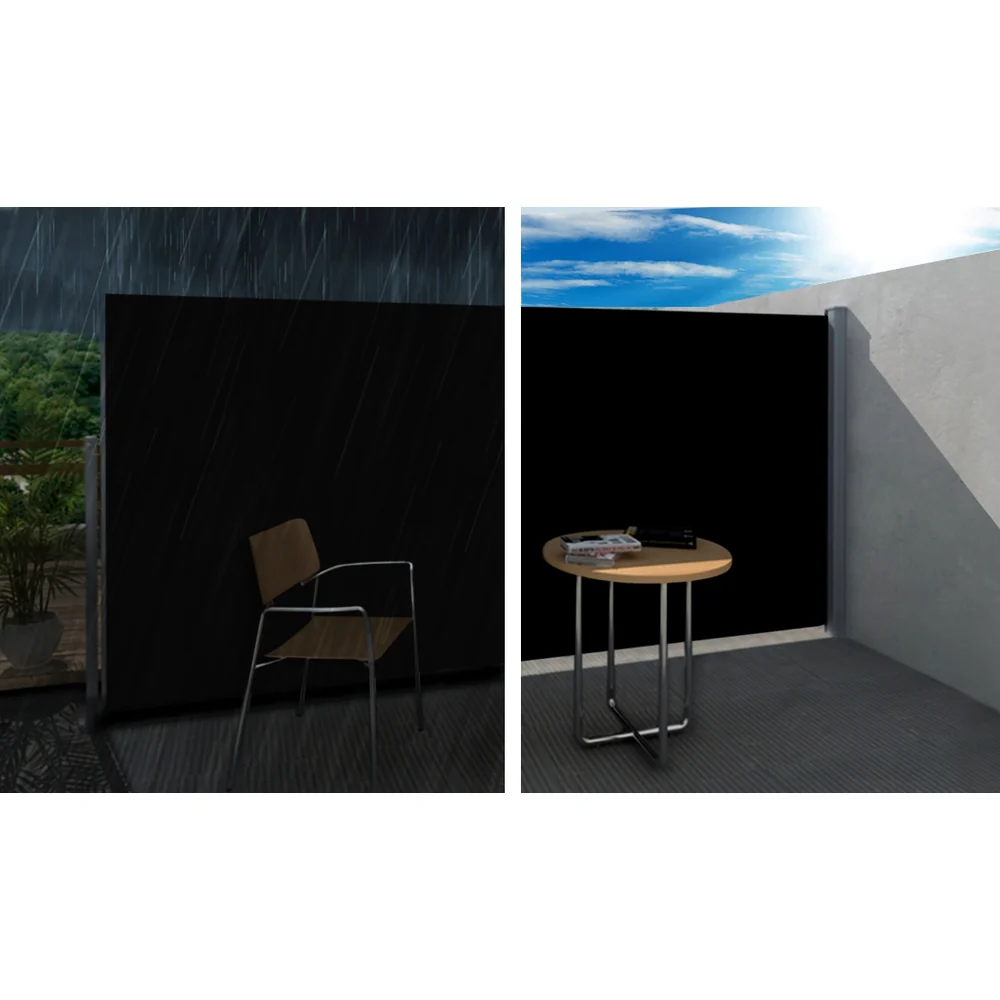 Side Awning Sun Shade Outdoor Retractable Privacy Screen 2X3M Black X2 - Image 4