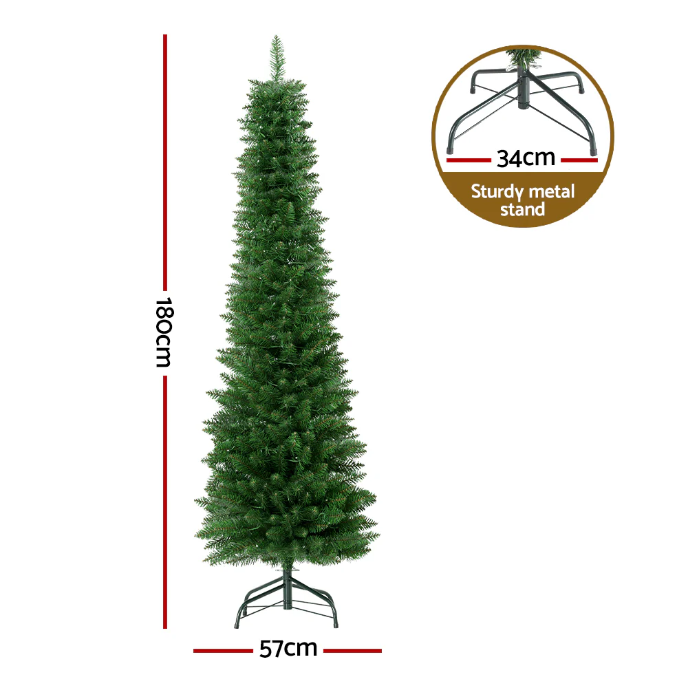 6FT / 1.8M Slim Christmas Tree – 300 Tips – Pre-lit 200 Warm White LED Lights - Image 3