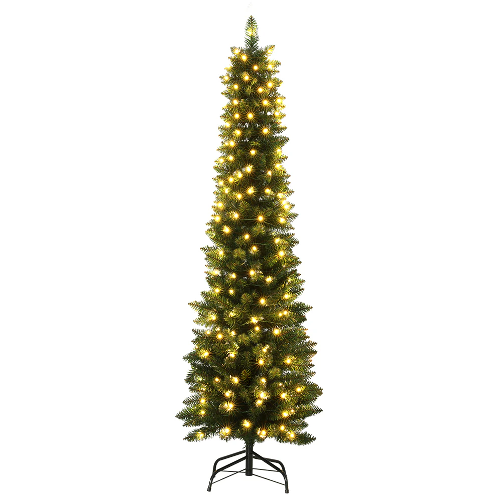 6FT / 1.8M Slim Christmas Tree – 300 Tips – Pre-lit 200 Warm White LED Lights - Image 4