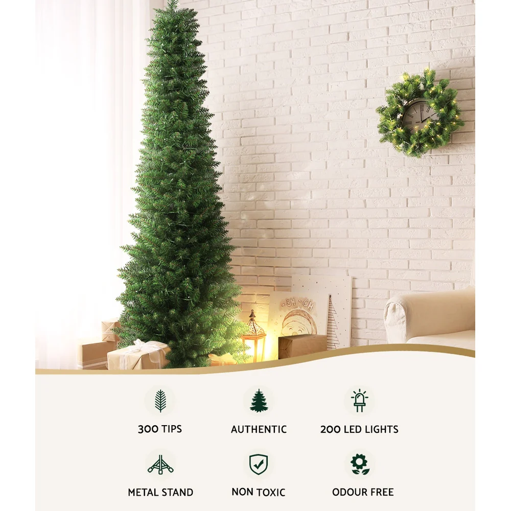6FT / 1.8M Slim Christmas Tree – 300 Tips – Pre-lit 200 Warm White LED Lights - Image 5