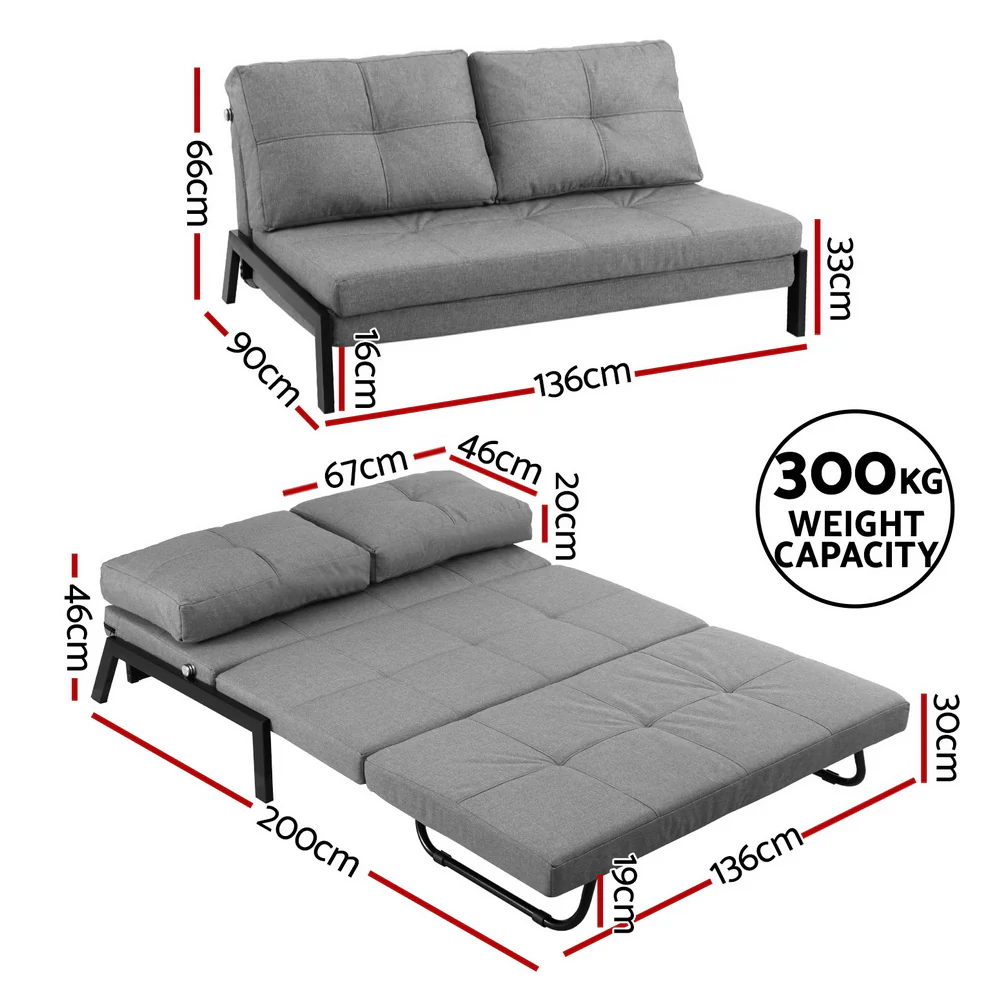 Sofa Bed 2 Seater Folding Convertible Couch Recliner Lounge Chair - Image 2