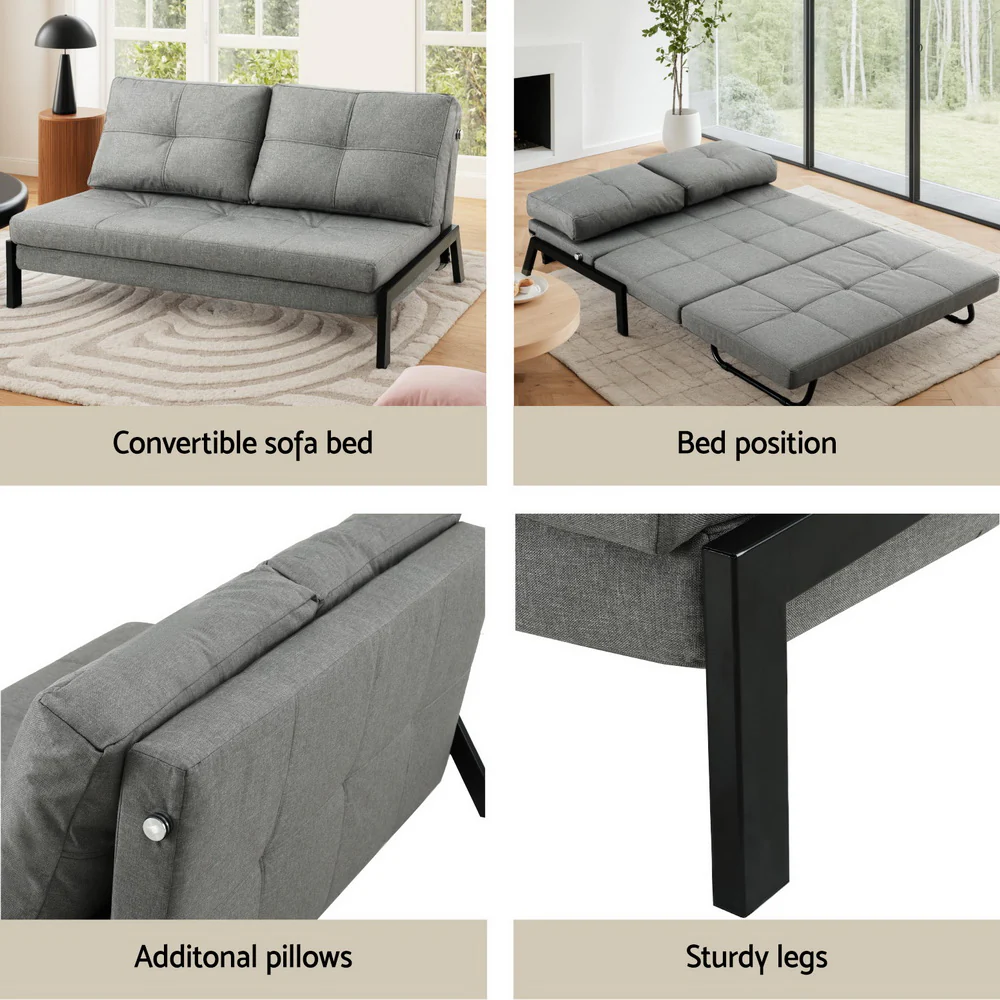 Sofa Bed 2 Seater Folding Convertible Couch Recliner Lounge Chair - Image 6