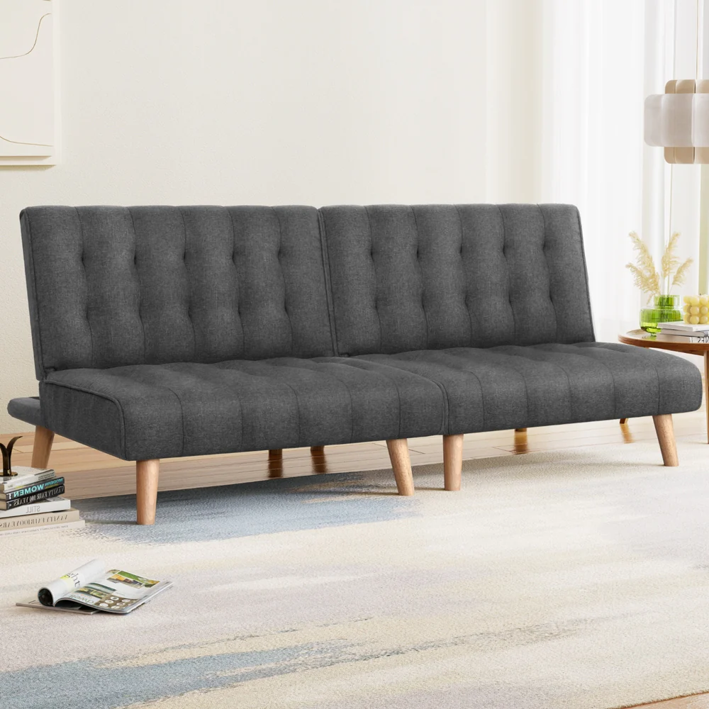 Sofa Bed Couch Single Seater Fabric Grey - Image 7
