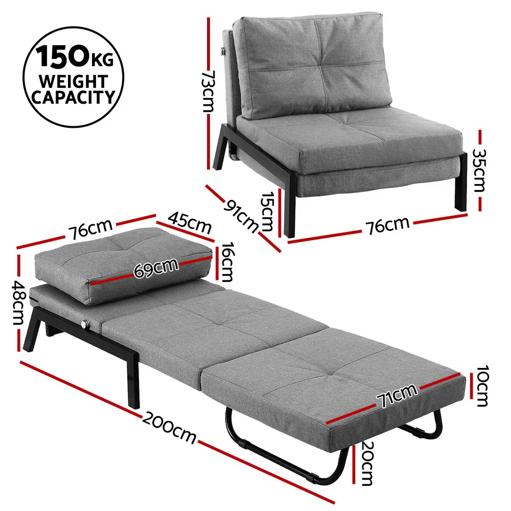 Sofa Bed Folding Convertible Couch Recliner Lounge Chair - Image 2