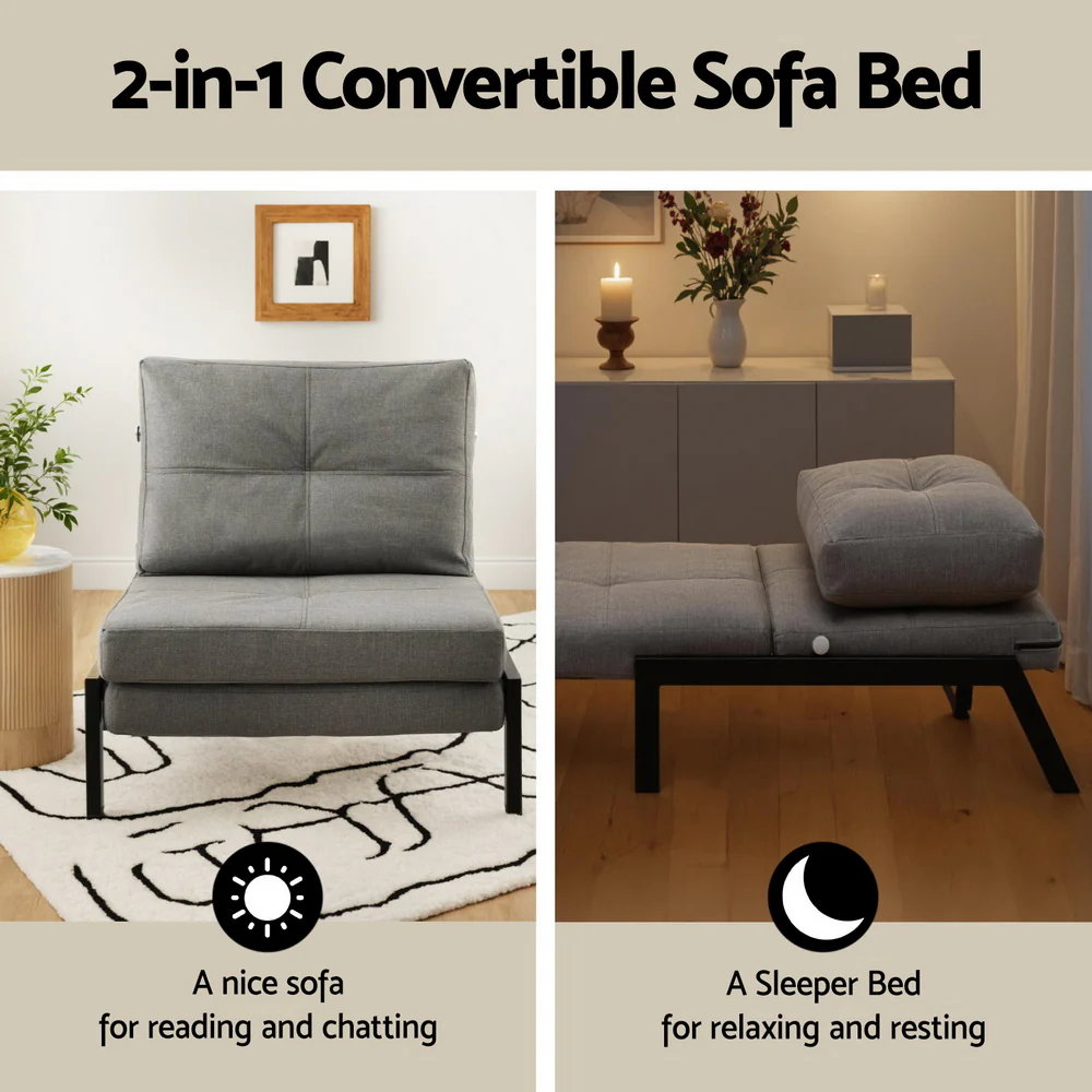 Sofa Bed Folding Convertible Couch Recliner Lounge Chair - Image 5