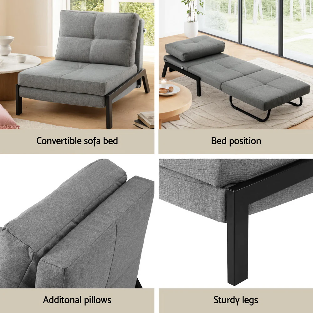 Sofa Bed Folding Convertible Couch Recliner Lounge Chair - Image 6