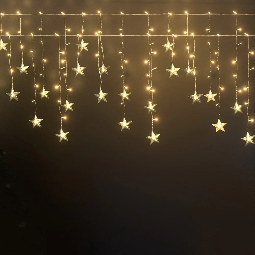 Solar Christmas Lights 80 LED 3M Icicle Light Star Decorations