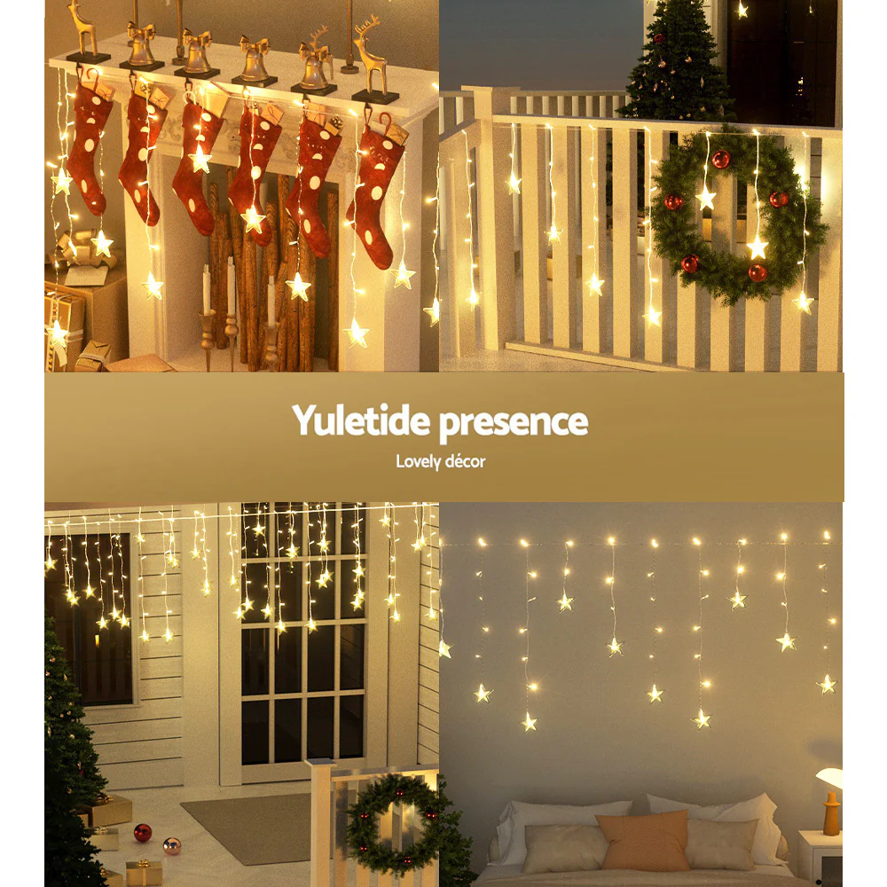 Solar Christmas Lights 80 LED 3M Icicle Light Star Decorations - Image 6