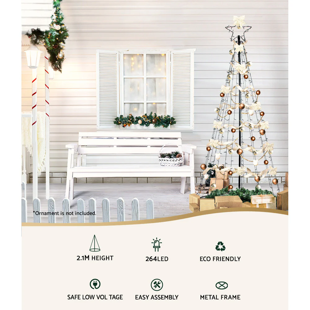 Solar Christmas Tree 2.1M 264 LED Xmas Tree Decor Multi Colour - Image 3