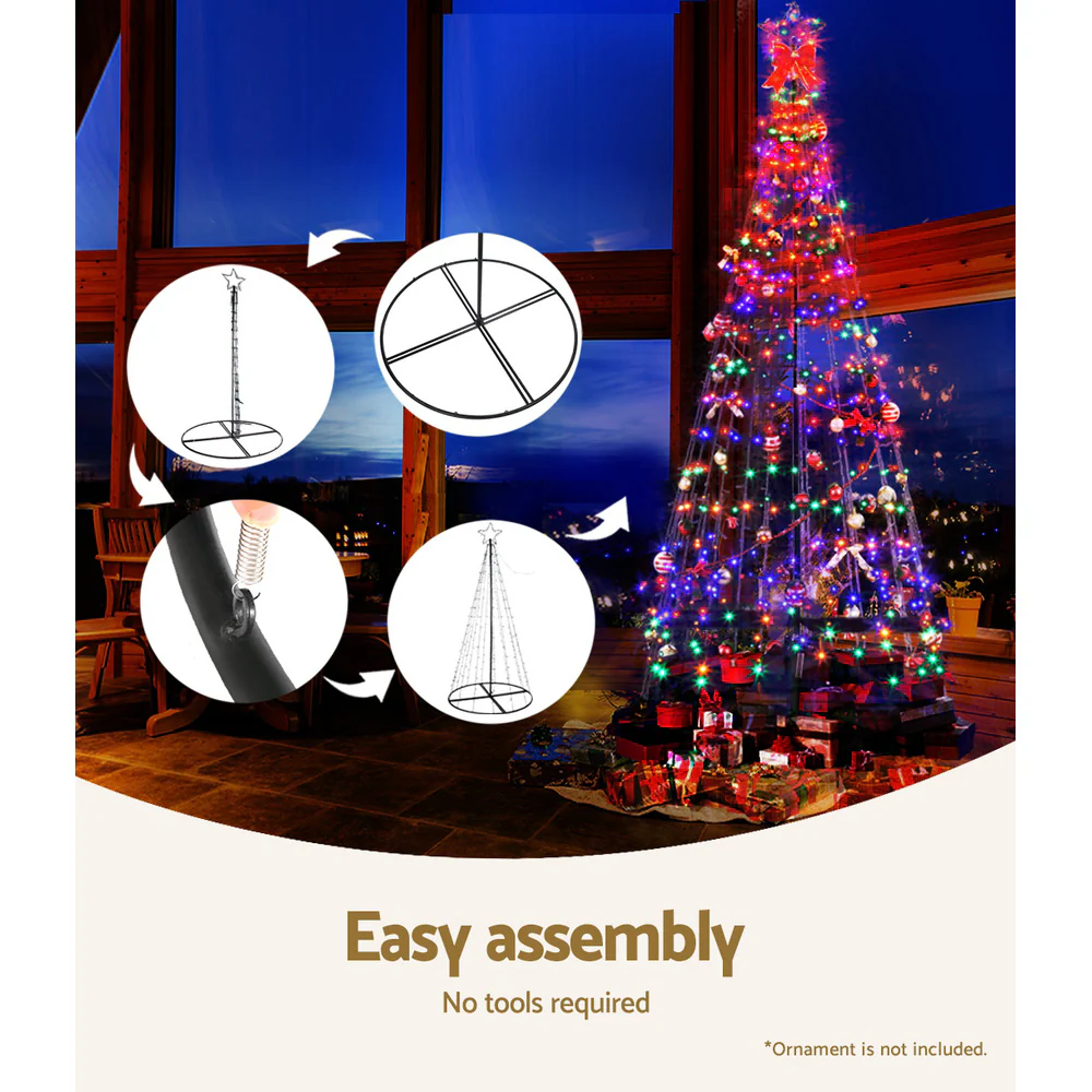 Solar Christmas Tree 2.1M 264 LED Xmas Tree Decor Multi Colour - Image 5
