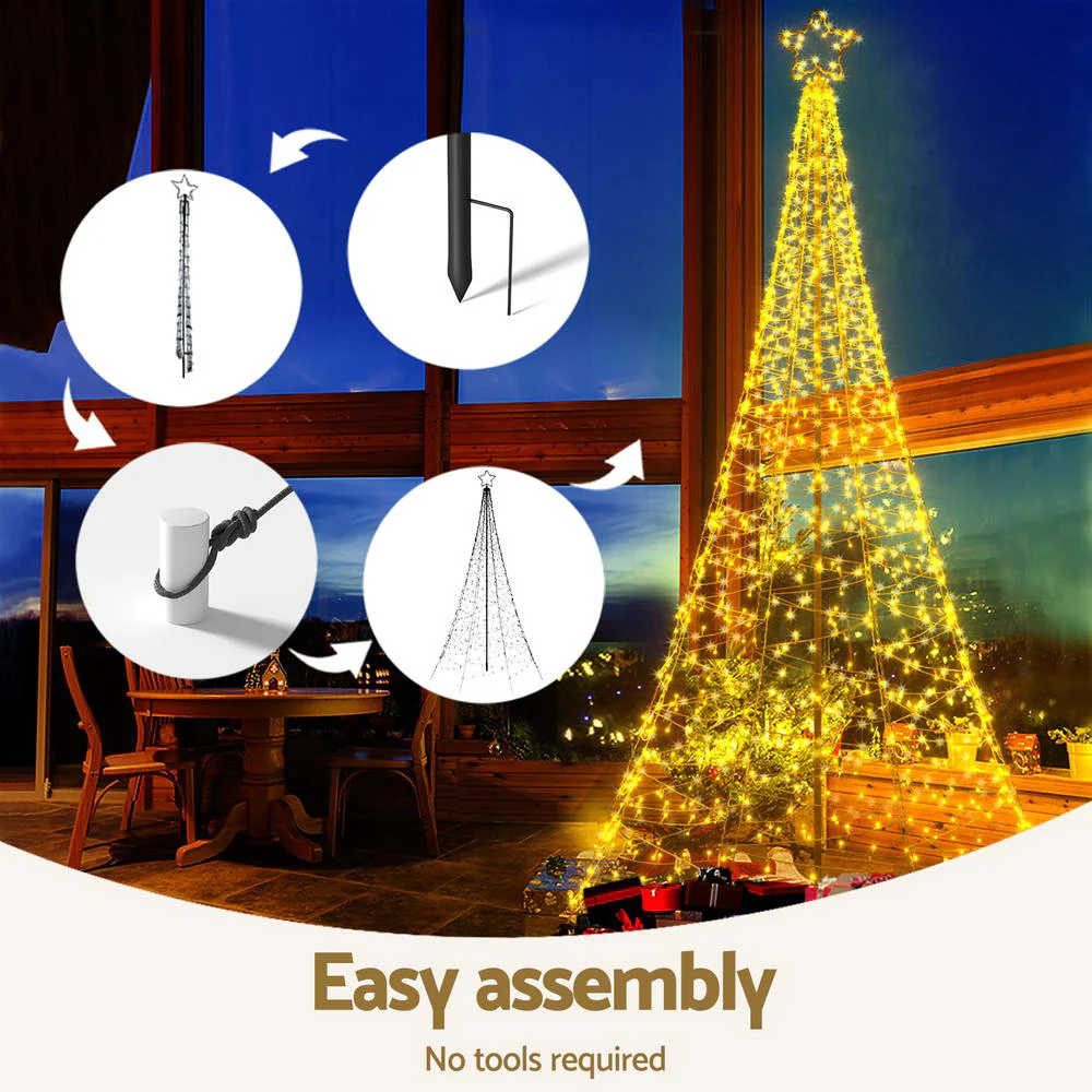 Solar Christmas Tree 3.6m 800 LED Net Lights Xmas Trees Decoration - Image 6