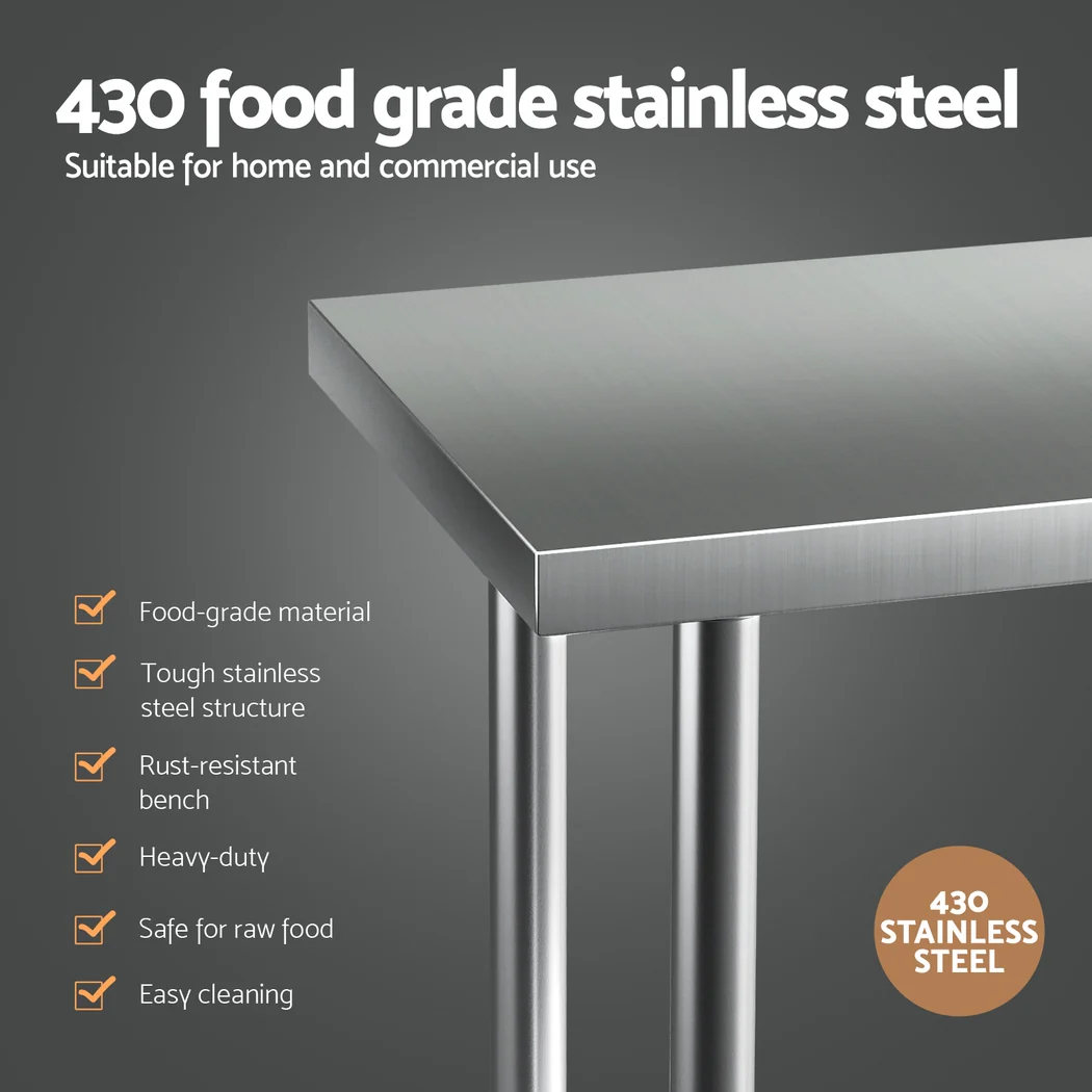 Stainless Steel Kitchen Benches Work Bench Wheels 61X46CM 430 - Image 4