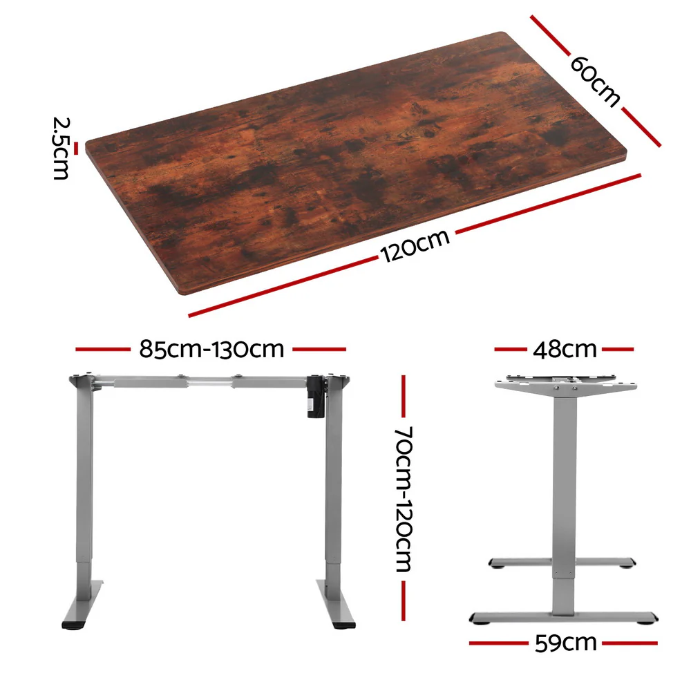 Standing Desk Motorised 120CM Rustic Brown - Image 2