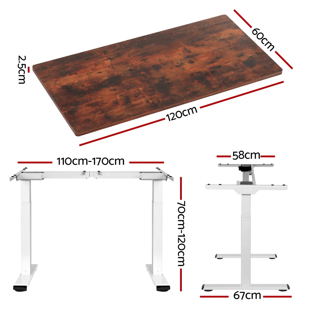 Standing Desk Motorised Dual Motor 120CM Rustic Brwon - Image 2