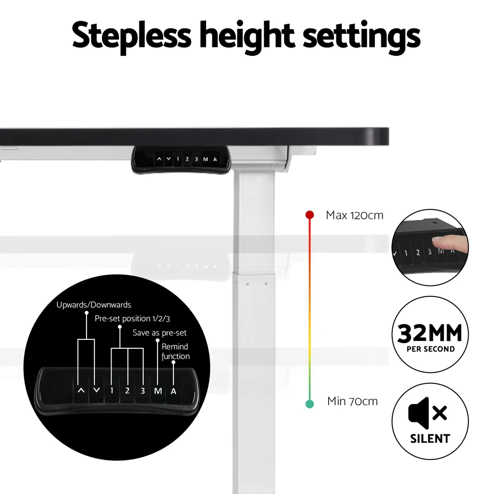 Standing Desk Motorised Dual Motor 140CM Black - Image 5