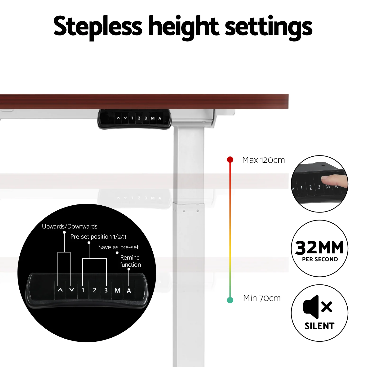 Standing Desk Motorised Dual Motor 140CM Walnut - Image 5