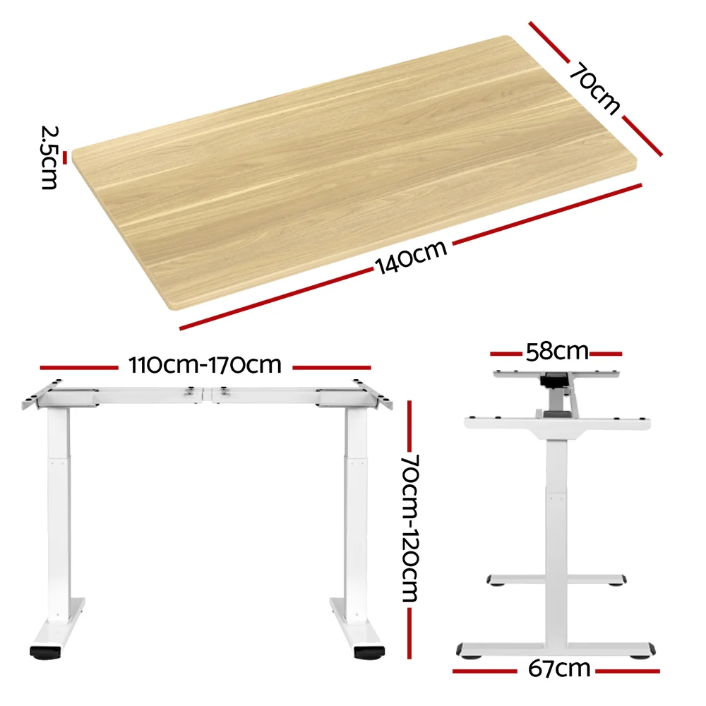 Standing Desk Motorised Dual Motor 140CM White Oak - Image 2