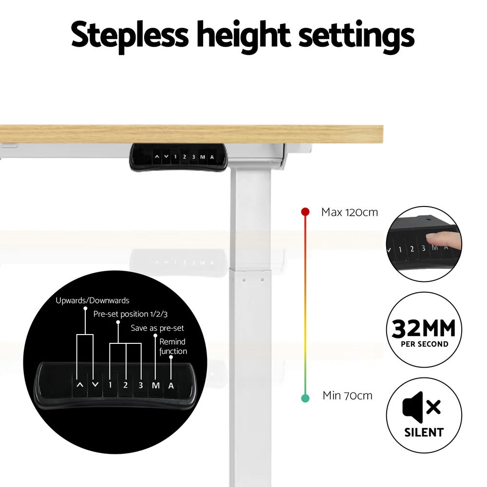 Standing Desk Motorised Dual Motor 140CM White Oak - Image 5