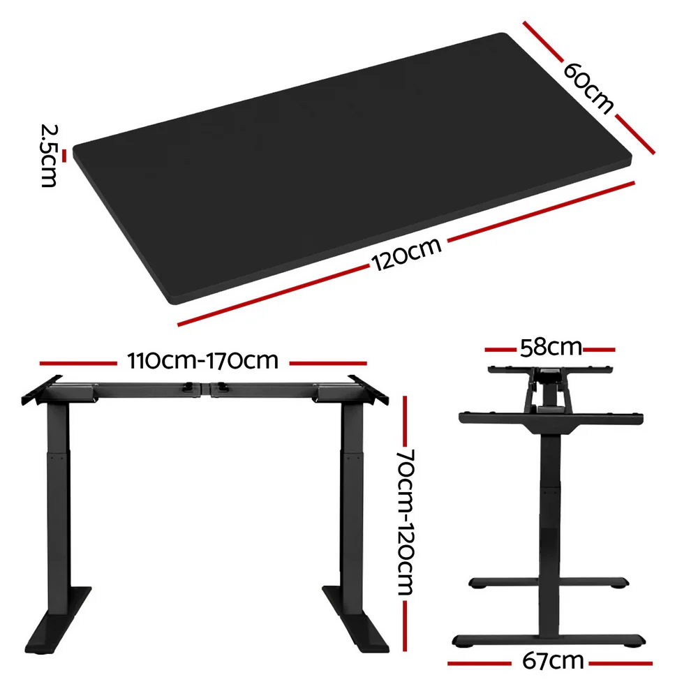 Standing Desk Motorised Dual Motor Black 120CM - Image 2