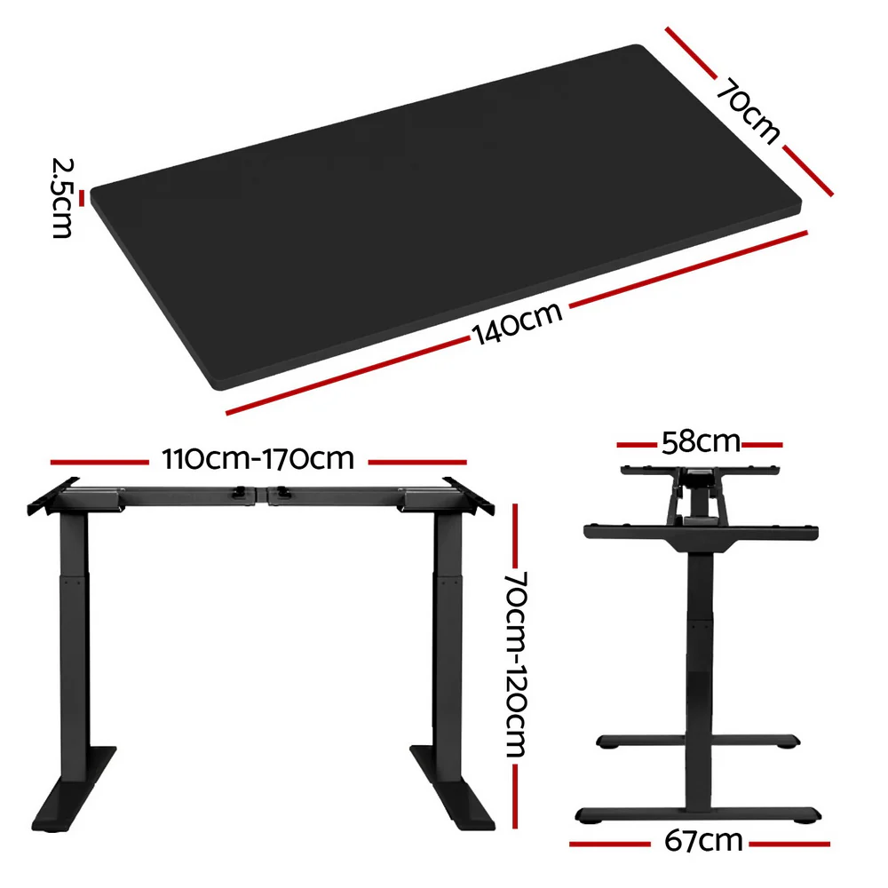 Standing Desk Motorised Dual Motor Black 140CM - Image 2