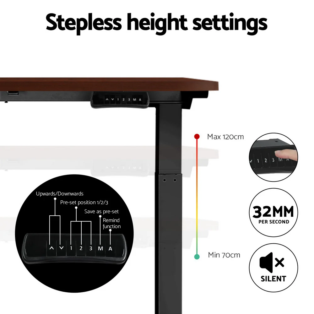Standing Desk Motorised Dual Motor Walnut 140CM - Image 5