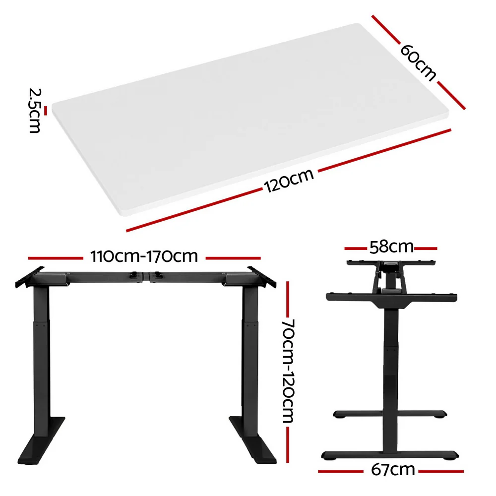 Standing Desk Motorised Dual Motor White 120CM - Image 2