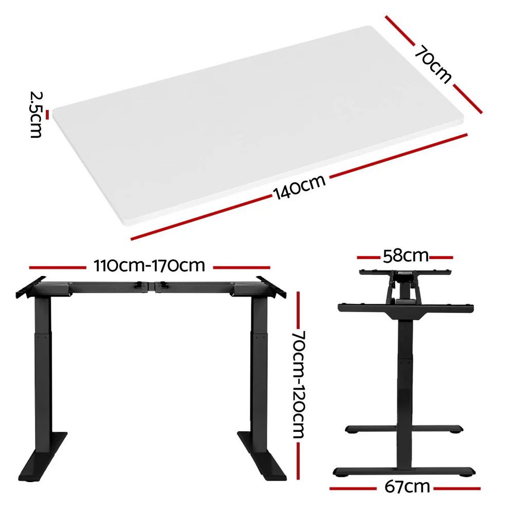 Standing Desk Motorised Dual Motor White 140CM - Image 2