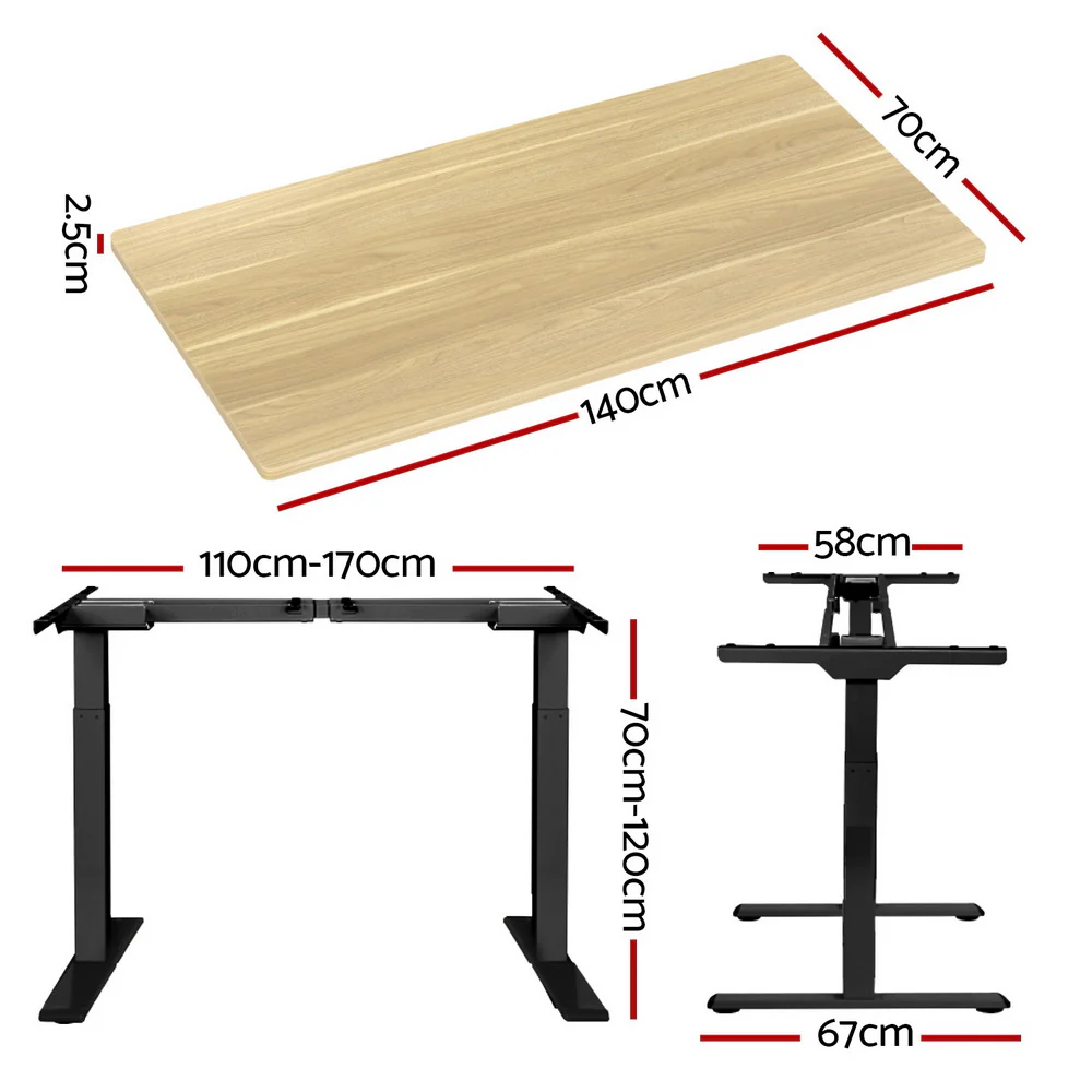 Standing Desk Motorised Dual Motor White Oak 140CM - Image 2