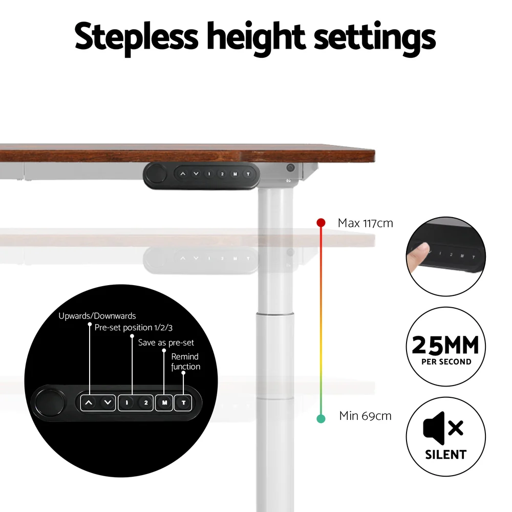 Standing Desk Motorised Electric Dual Motor 120CM Rustic Brown - Image 5