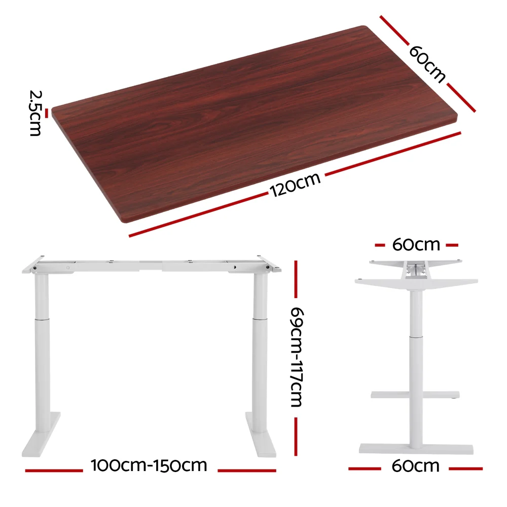 Standing Desk Motorised Electric Dual Motor 120CM Walnut - Image 2