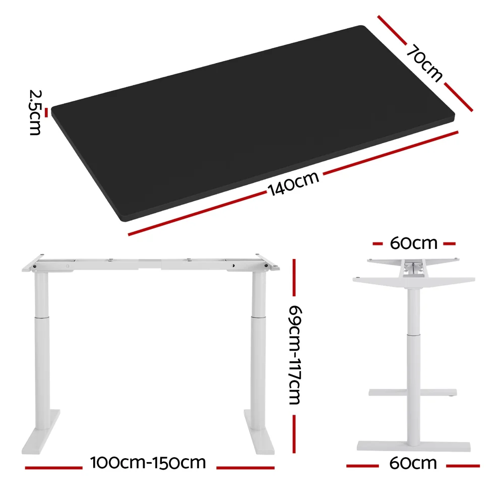 Standing Desk Motorised Electric Dual Motor 140CM Black - Image 2