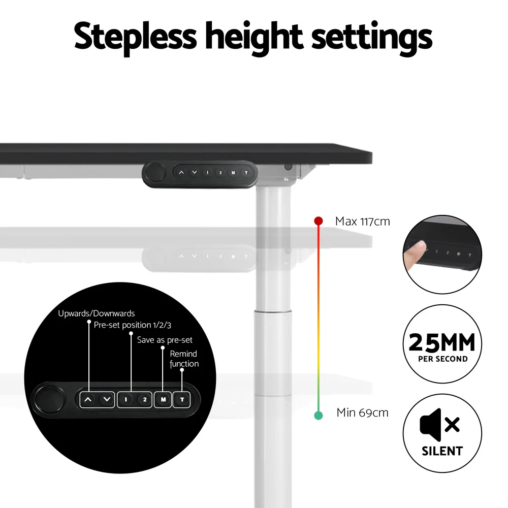 Standing Desk Motorised Electric Dual Motor 140CM Black - Image 5