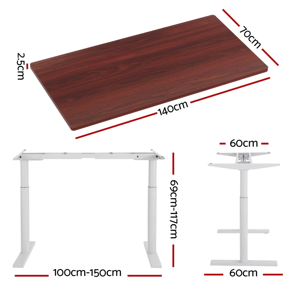 Standing Desk Motorised Electric Dual Motor 140CM Walnut - Image 2
