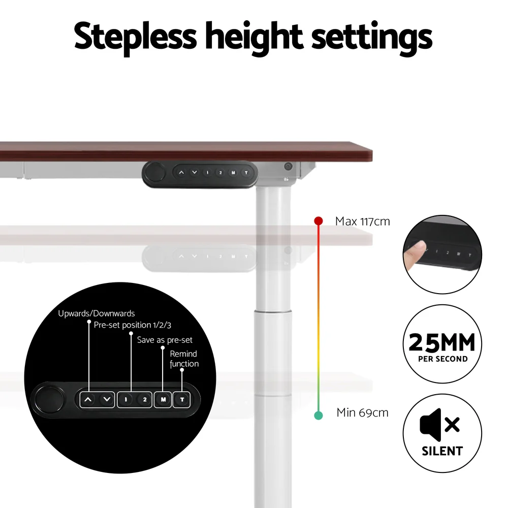 Standing Desk Motorised Electric Dual Motor 140CM Walnut - Image 5
