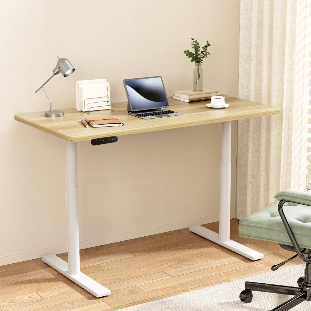 Standing Desk Motorised Electric Dual Motor 140CM White Oak