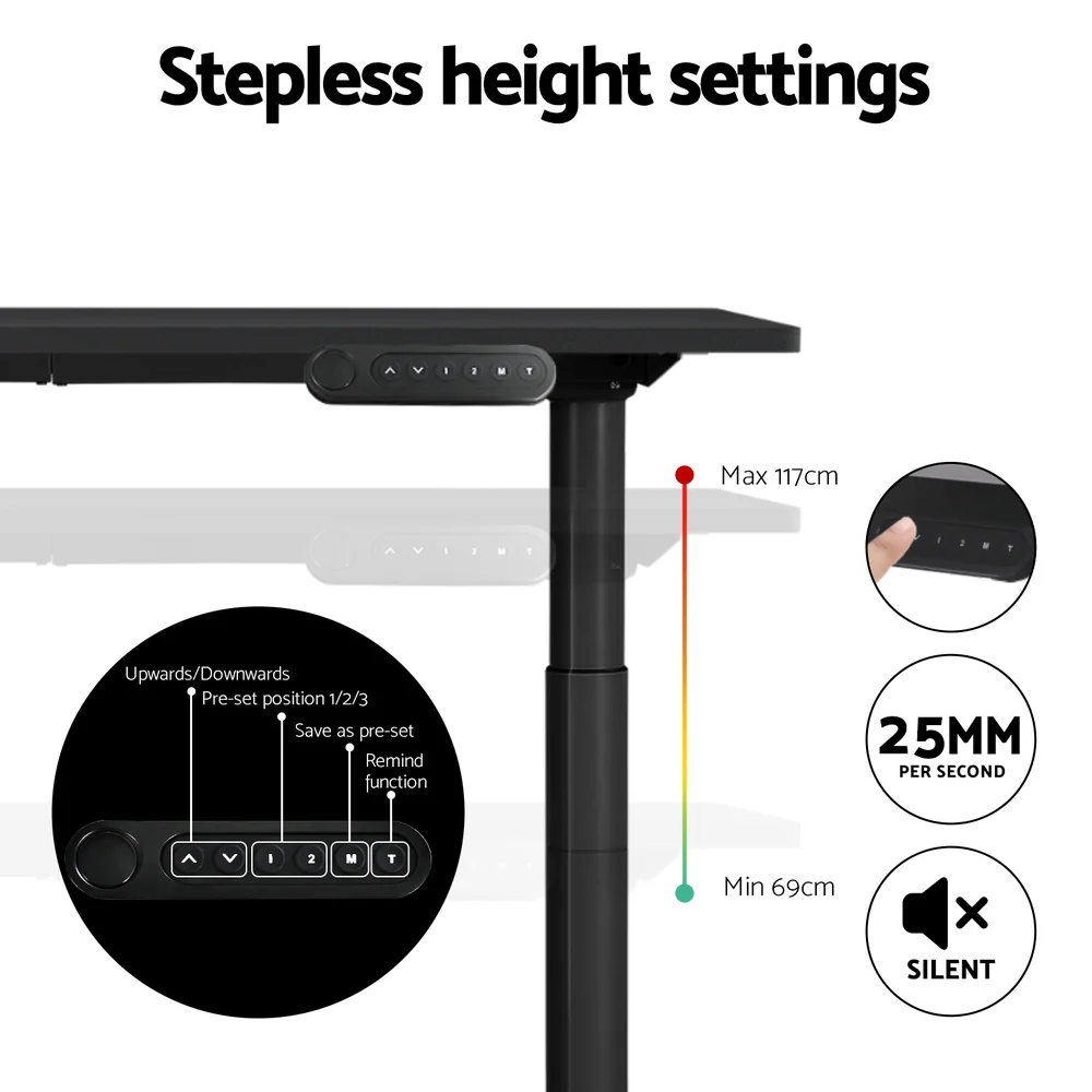Standing Desk Motorised Electric Dual Motor Black 120CM - Image 5