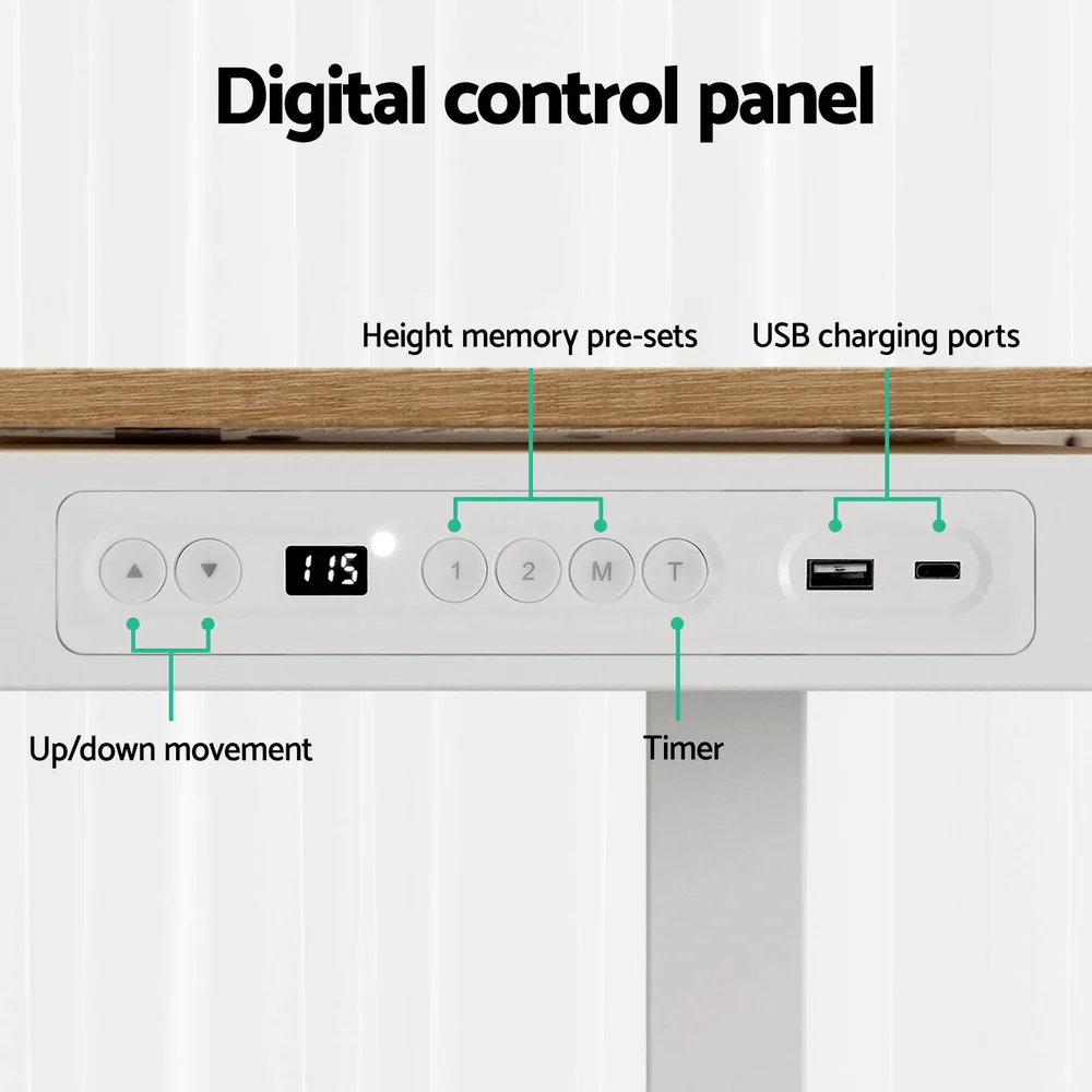 Standing Desk Motorised Electric Dual Motor Draw 120CM Oak - Image 5