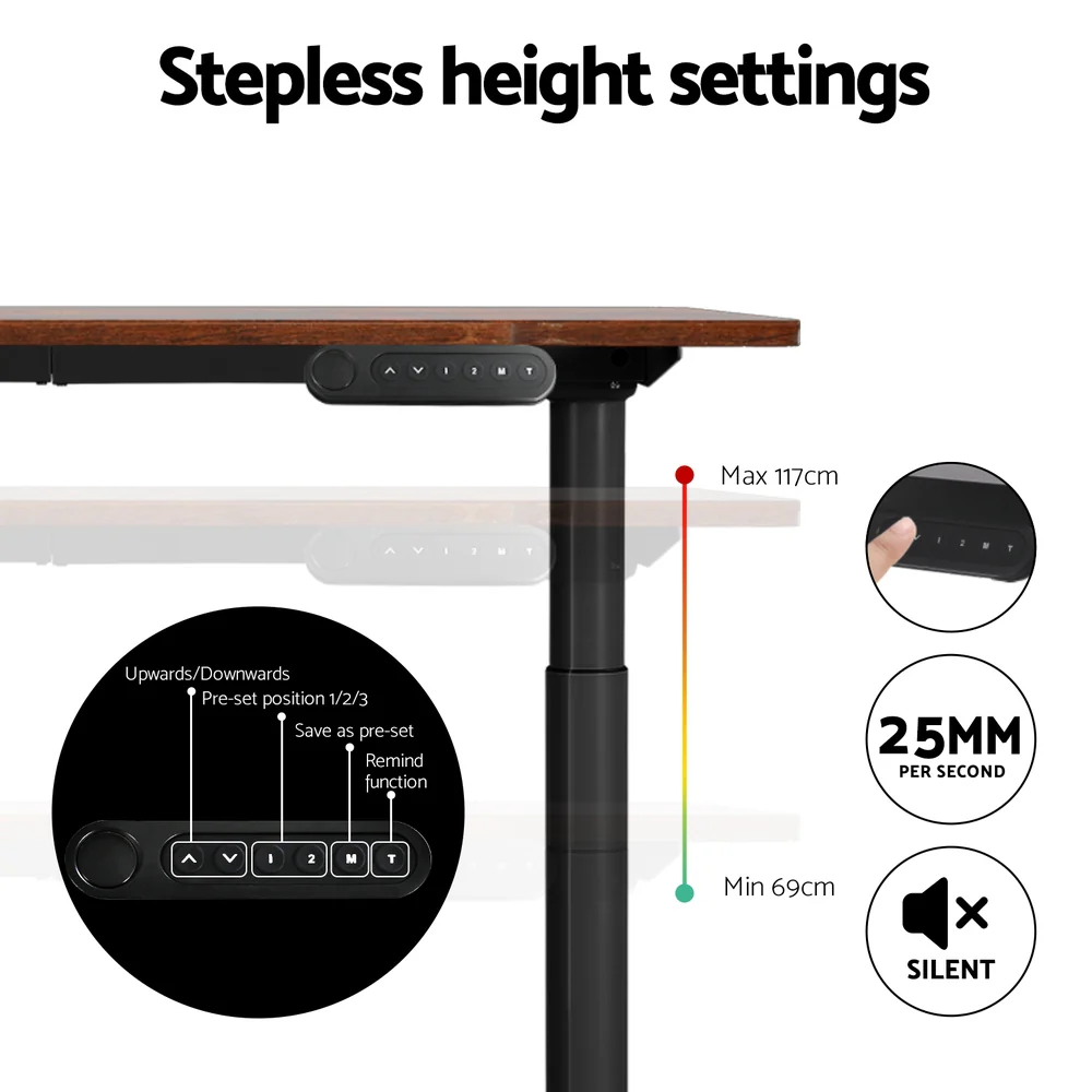 Standing Desk Motorised Electric Dual Motor Rustic Brown 120CM - Image 5
